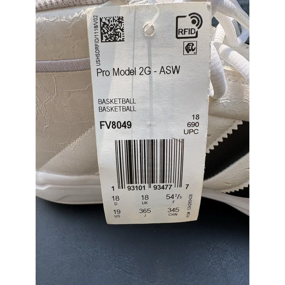 Adidas Pro Model White Black 2G FV8049 Mens Size 19 Big &Tall Basketball NWT